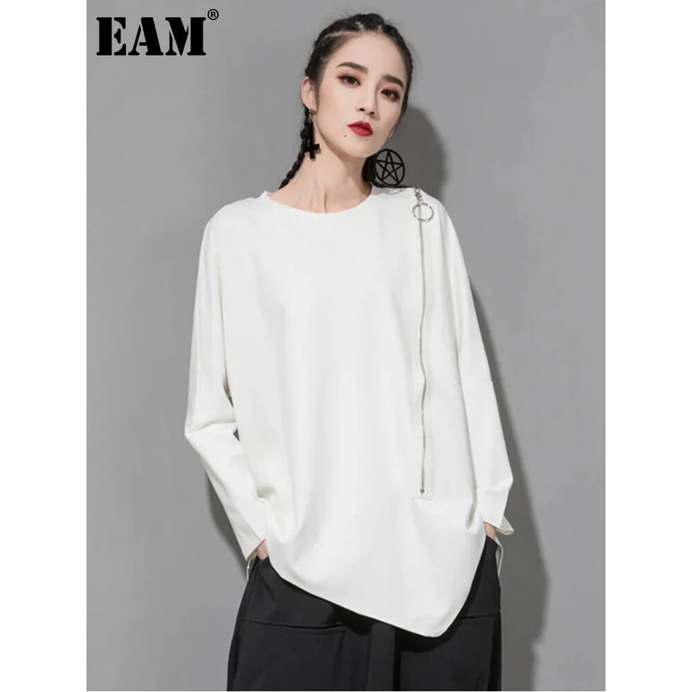 Side-Zip Asymmetry Oversize Shirt【E0019】 | EAM JAPAN