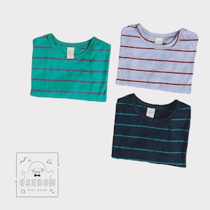 【soybean】ボーダールーズTシャツ［長袖］グリーン 90〜130cm