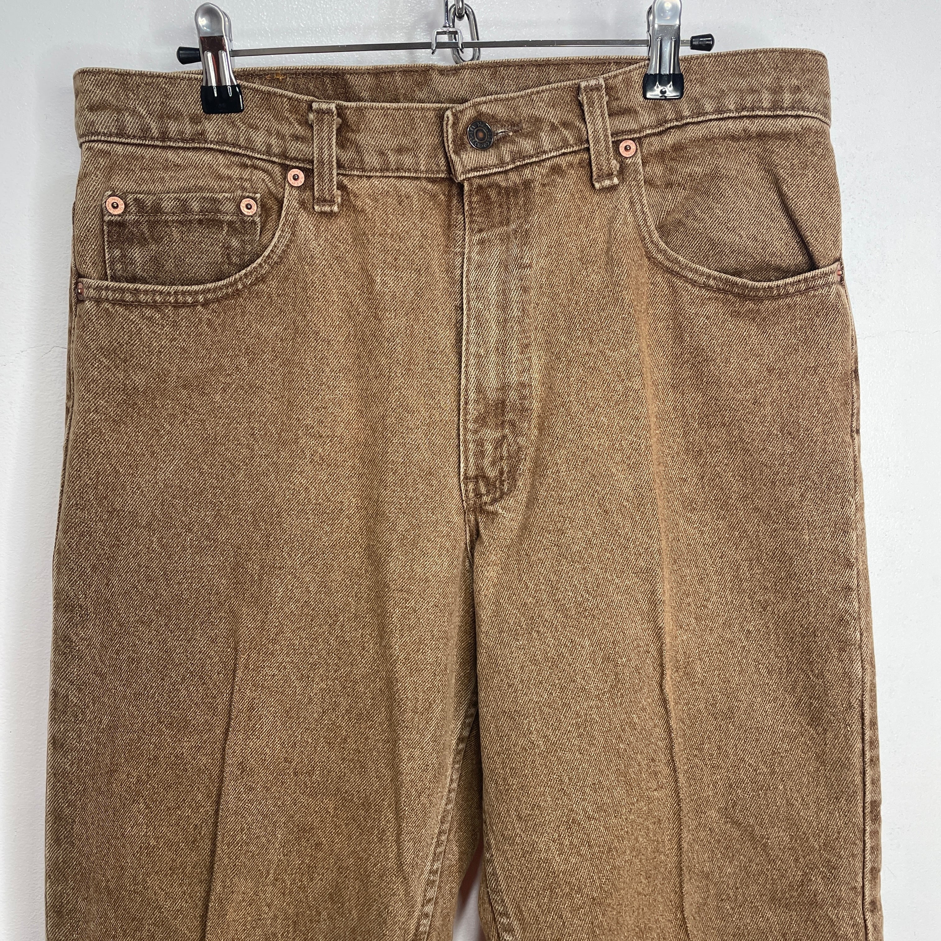90s levis 550 usa製　ブラウンデニム　ワイドパンツ 90s USA製 Levi's 550 センタープレスデニムパンツ 茶 W34 | 古着屋 Uan