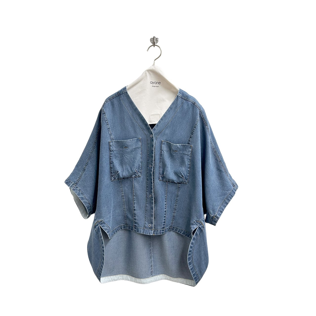 SALE【ayane】テンセルデニムノーカラーシャツ 826505 アヤン | red earth