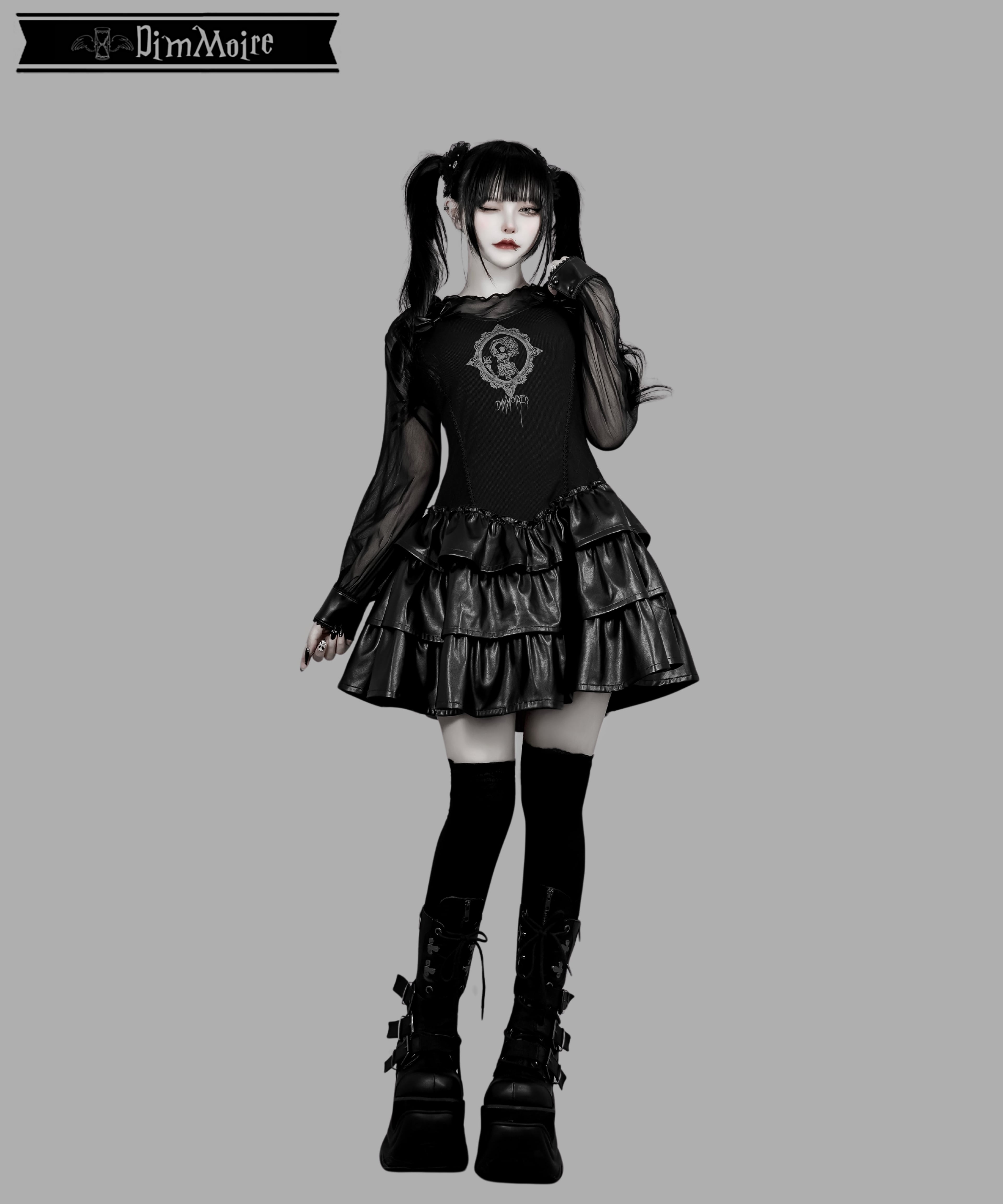 Baby Skull Layered Dress【Black】 | DimMoire