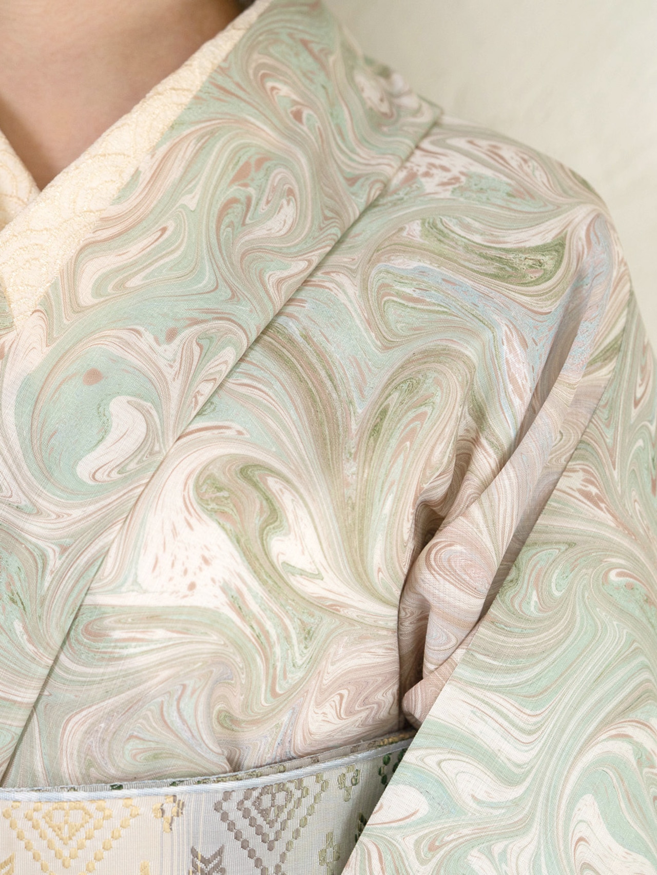 「夢の中の花の池で」マーブル柄〜セオアルファ 浴衣・夏着物・単衣