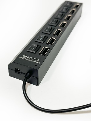 USBハブ 7ポート スイッチ付 USB2.0 省エネ 節電 増設 バスパワー LED ER-7HUB-BK 動作確認済