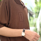 character design knit polo brown
