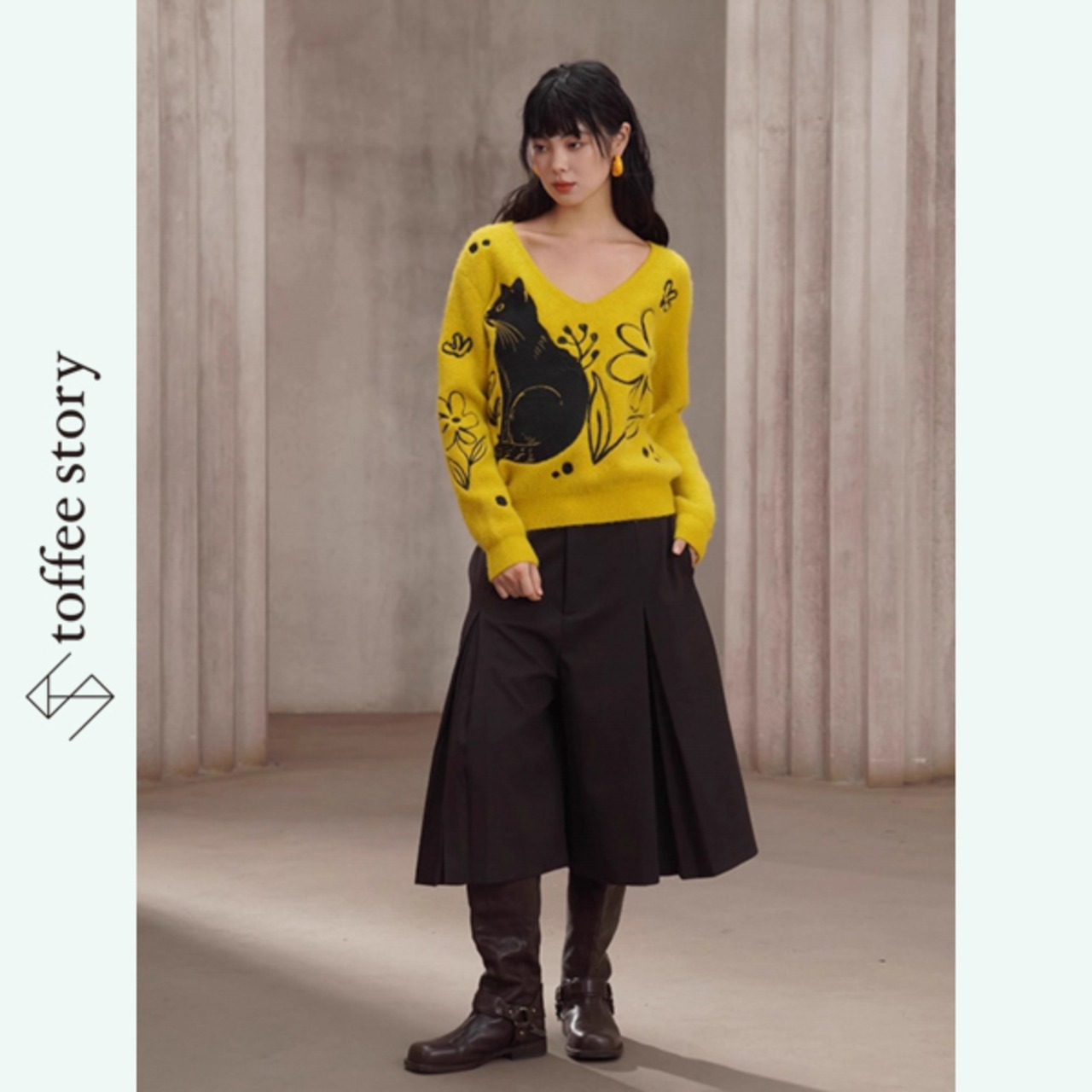 静寂の庭を歩く影のプリーツキュロット《C0257》