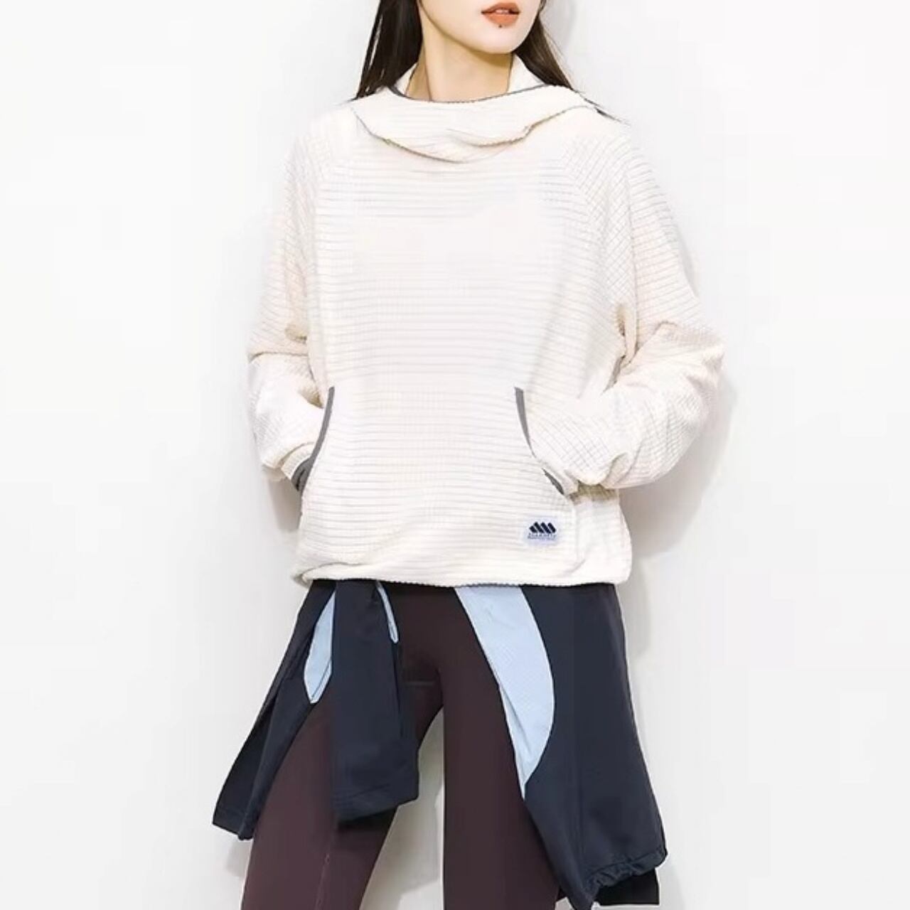 グリッドテクスチャーアクティブフーディー C01200