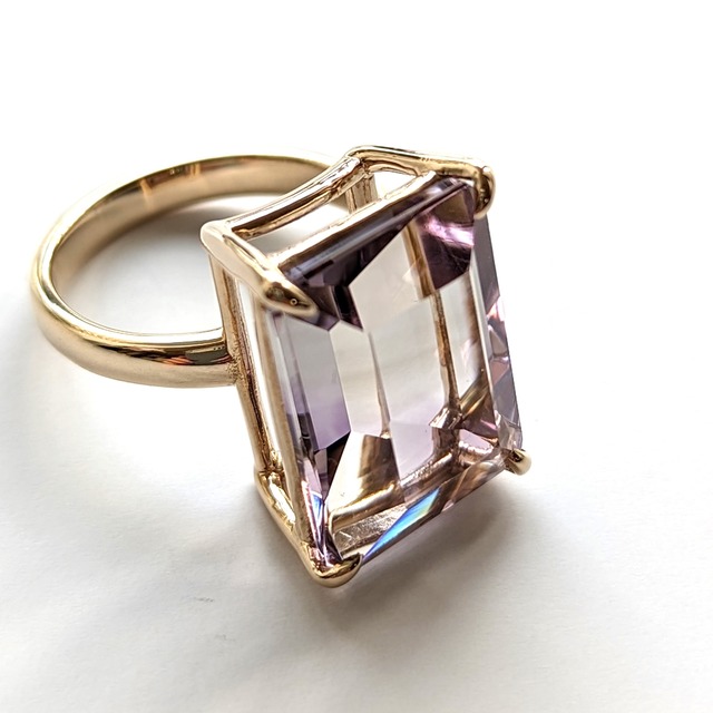 【One of a kind】Rectangle ring / Amethyst x 10KYG