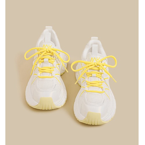 Color Block Mesh Sneakers 5 Colors_White×Yellow  I25133