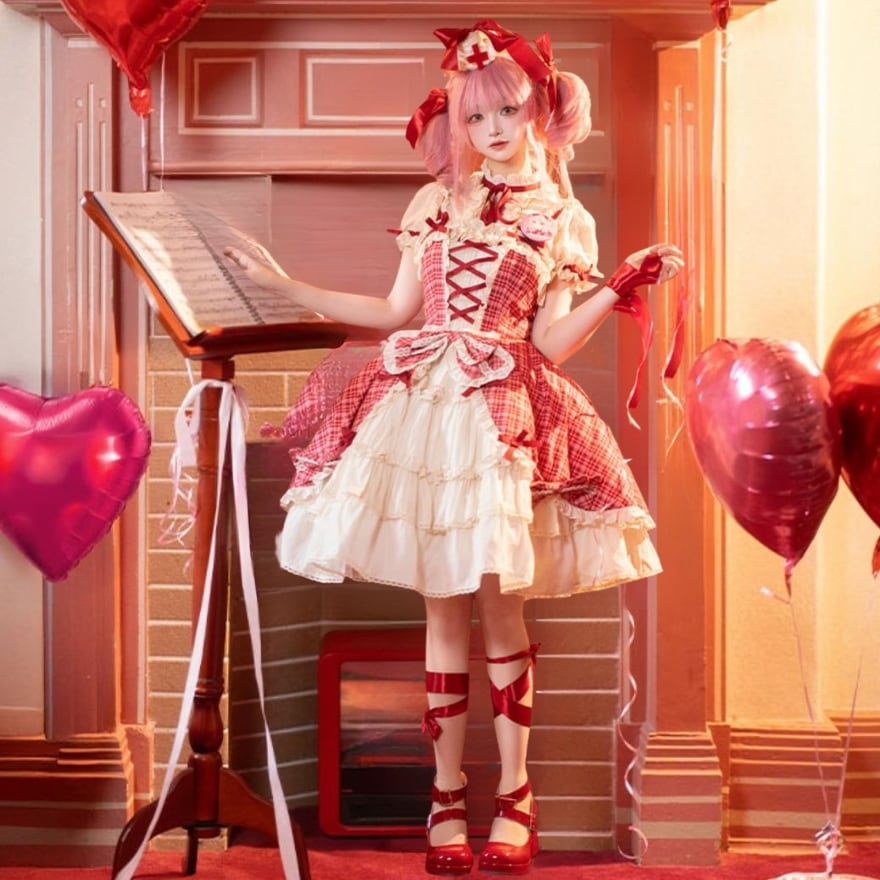 ライブ衣装 アイドル衣装 セットアップ チェック柄 レースアップ Alice