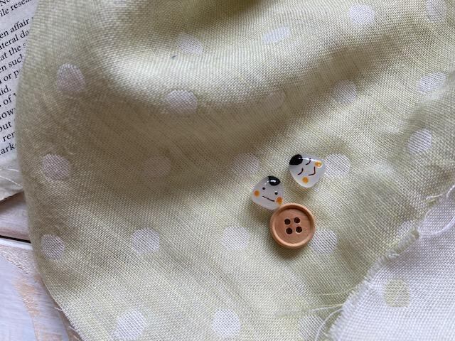オーガニックダブルガーゼドット　うぐいす