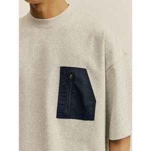 Zip pocket crew neck t-shirt 0732