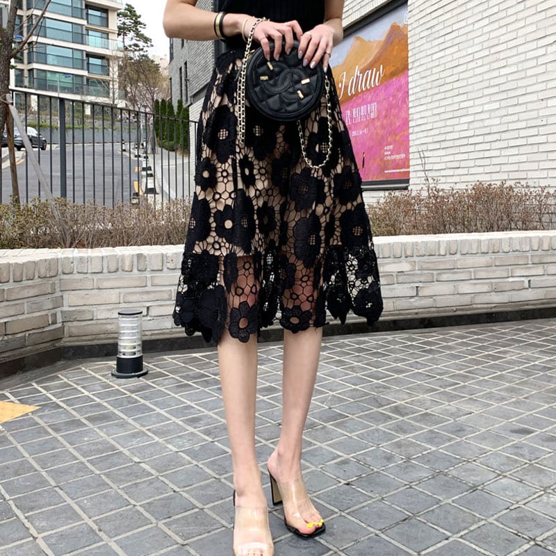 スカート レディース プリーツ 膝下丈 ミモレ丈 絵画風 街並み 大人可愛い デイリー カジュアル ホワイト グレー ブラック デート 美人 イベント おしゃれ お出