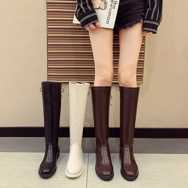 ロングブーツレッドカジュアルブラック 靴 シューズ フェイクシューズ73081787550