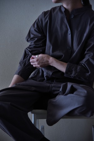 スタンドカラーワークジャンプスーツ