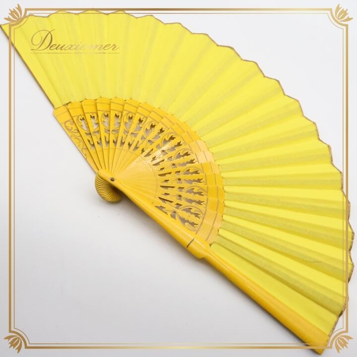 フラメンコ アバニコ 扇子 小物 小道具 32cm イエロー系 黄色 ゴールド