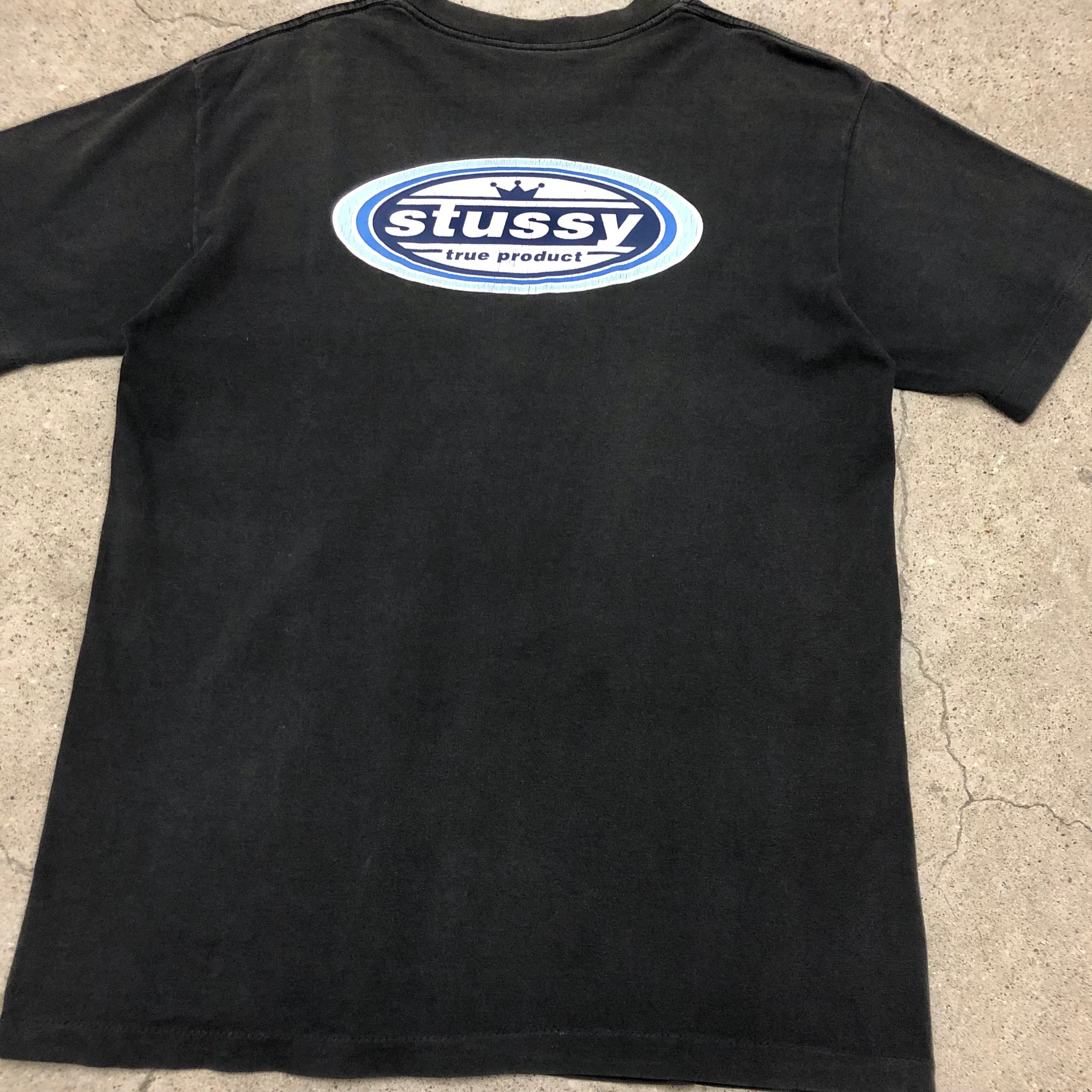 【新品】【両面プリント】ステューシー　Tシャツ　XL　ブラック 新品 stussy ステューシー tシャツ 両面プリント L 逆さロゴ