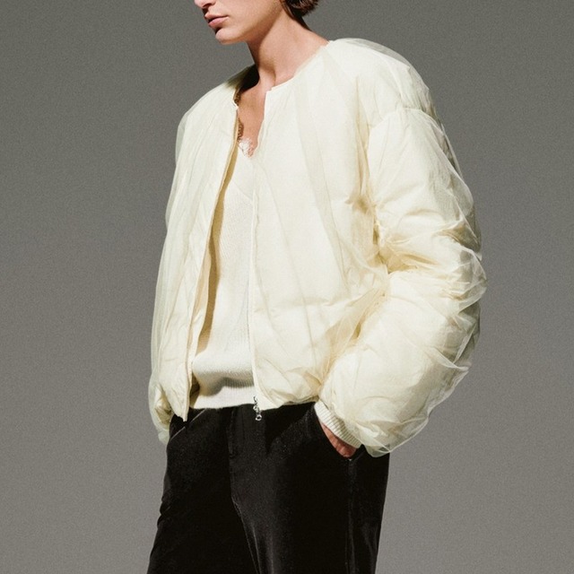 Tulle layered puffer jacket A00132
