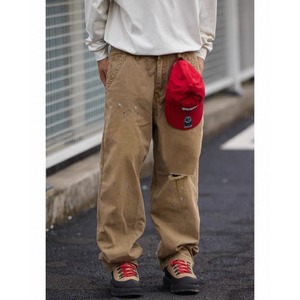 Damage processed loose fit pants 1048