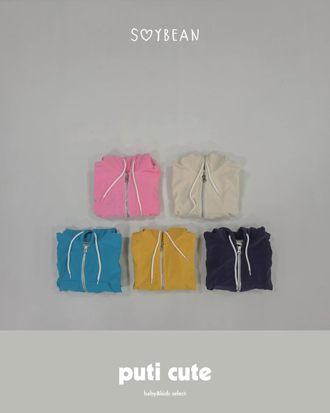 80-140 ꒰ 予約 ꒱ Soft zip up hoodie / soybean ⸝⋆