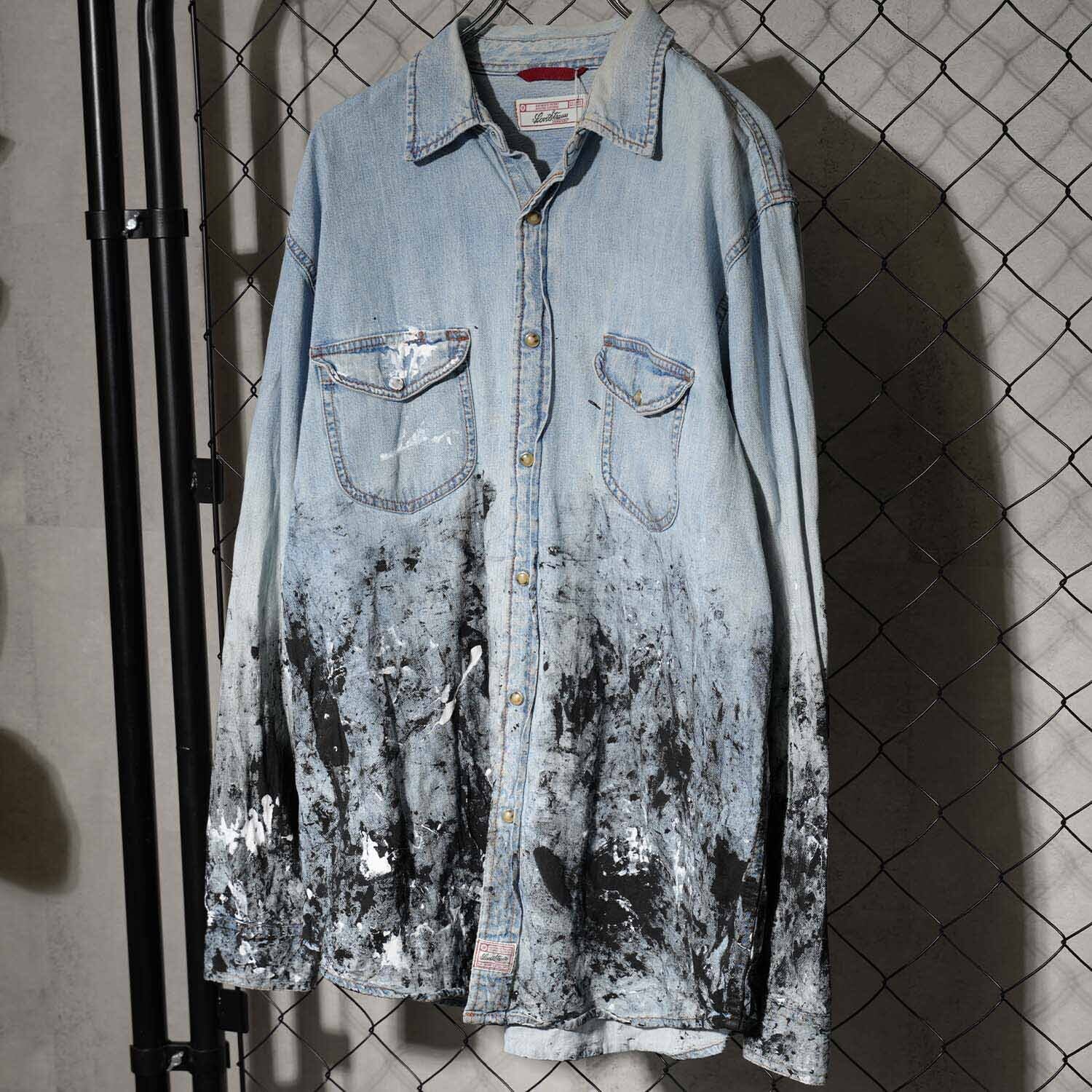 日本売れ済 Vintage リメイク古着 ブリーチ 刺繍ロゴ リアルリーフ 総 