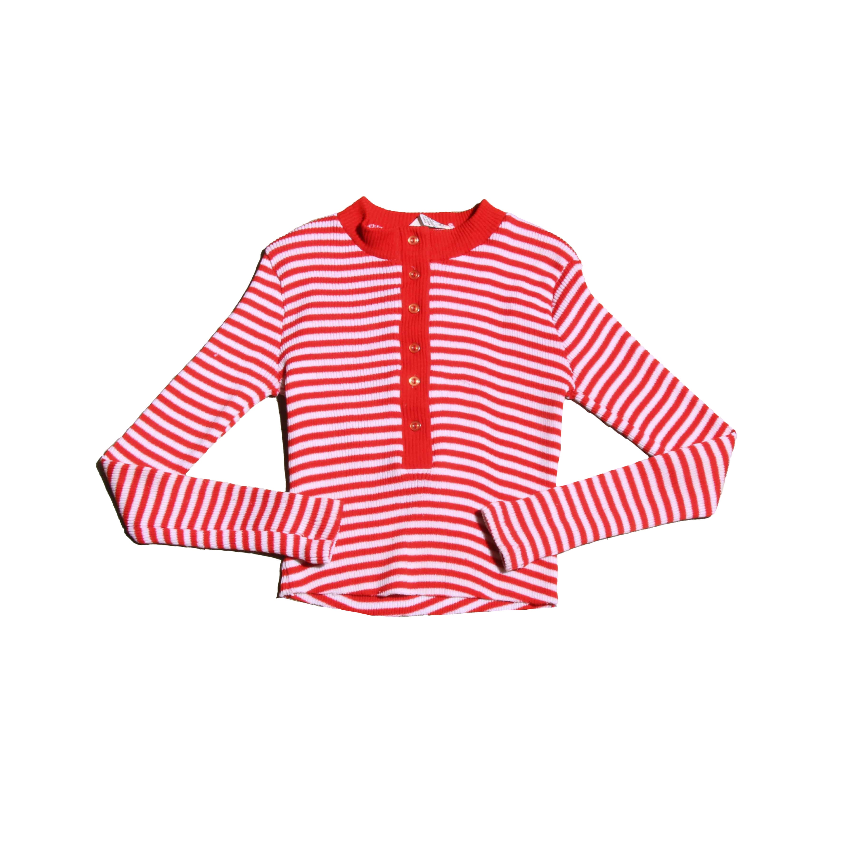 RedBorder 80sVintage CutOffHenryNeckKnitTops