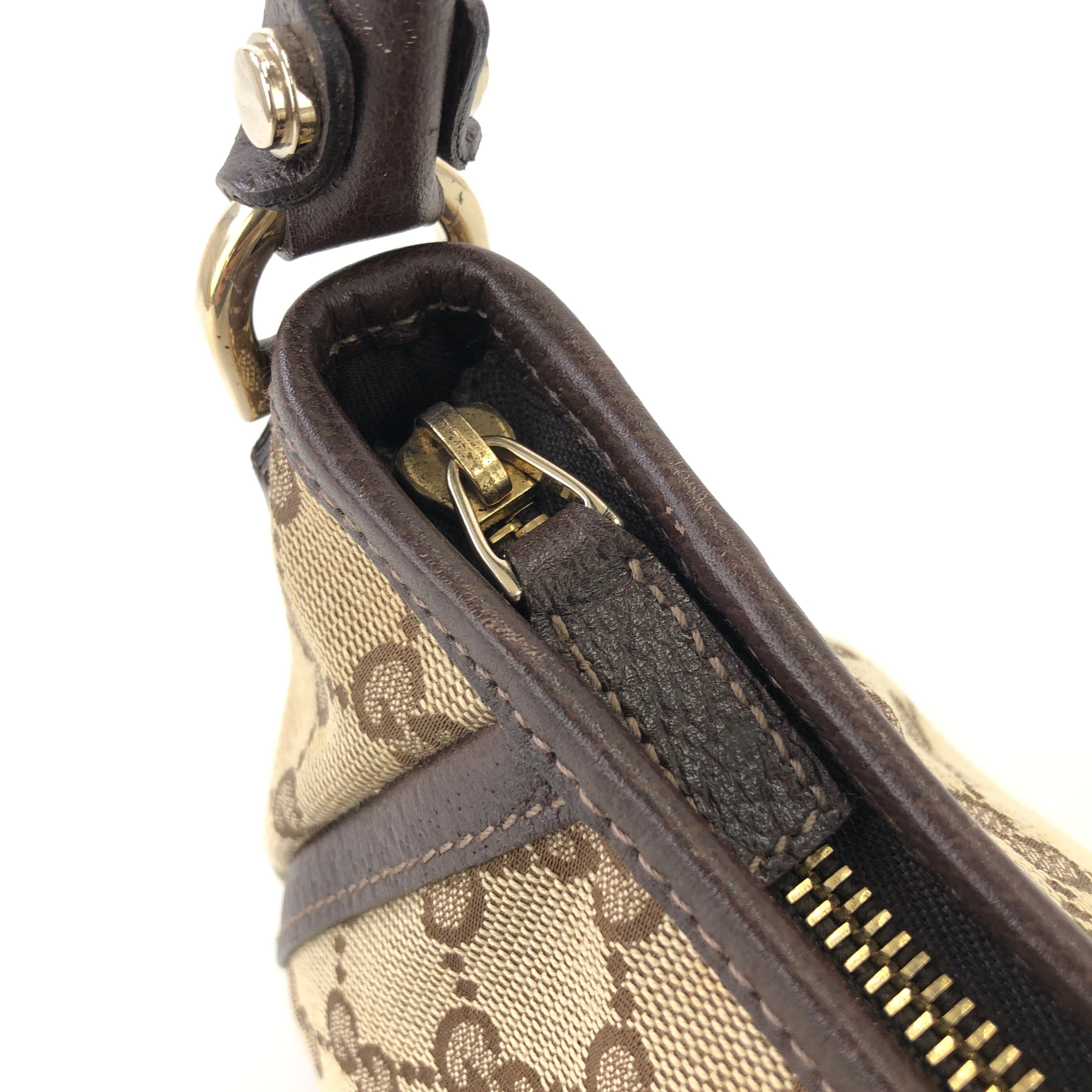 GUCCI グッチ GGキャンバス レザー ホーボー アビー ハンドバッグ