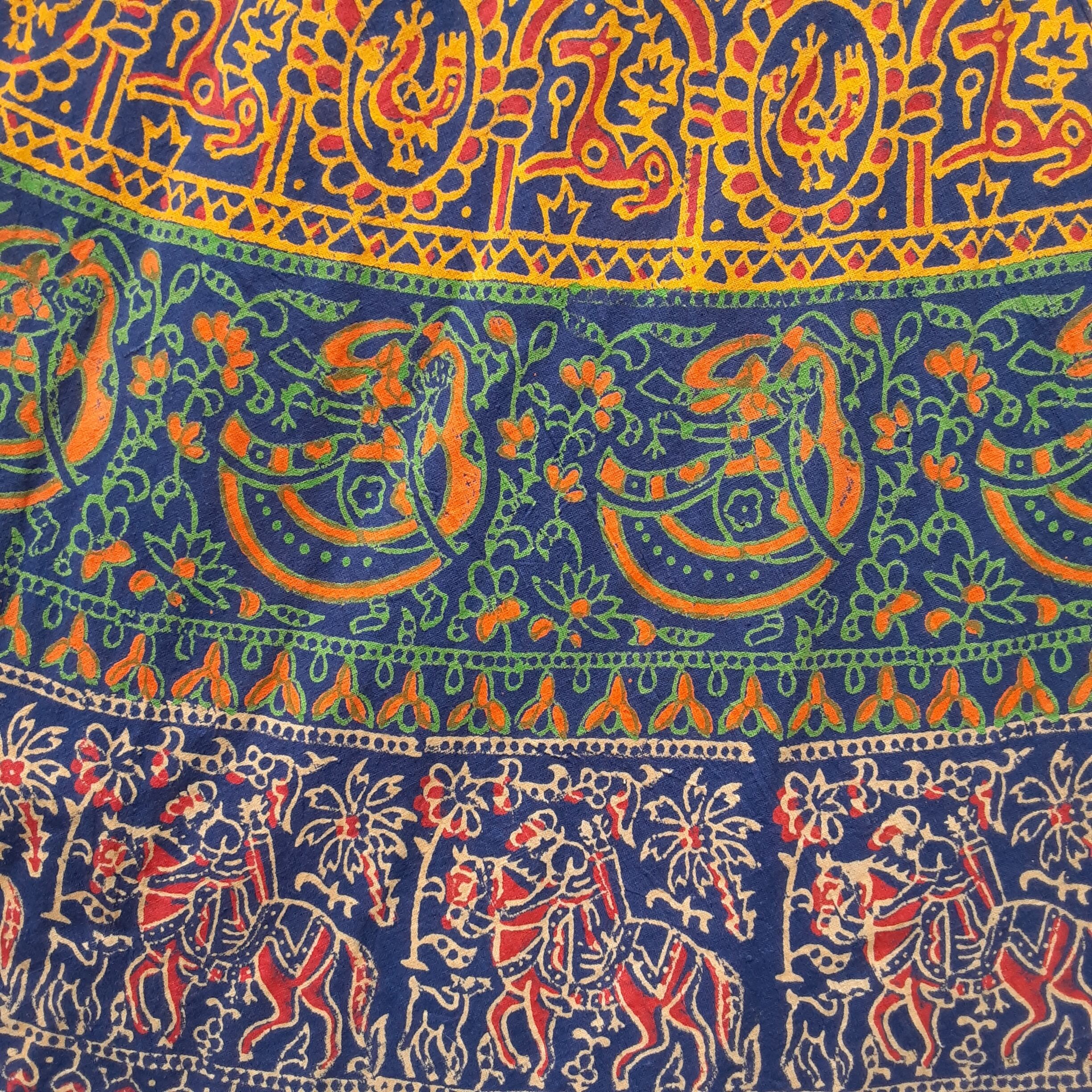Indian cotton handblock print wrap skirt / インド綿 ハンドブロック