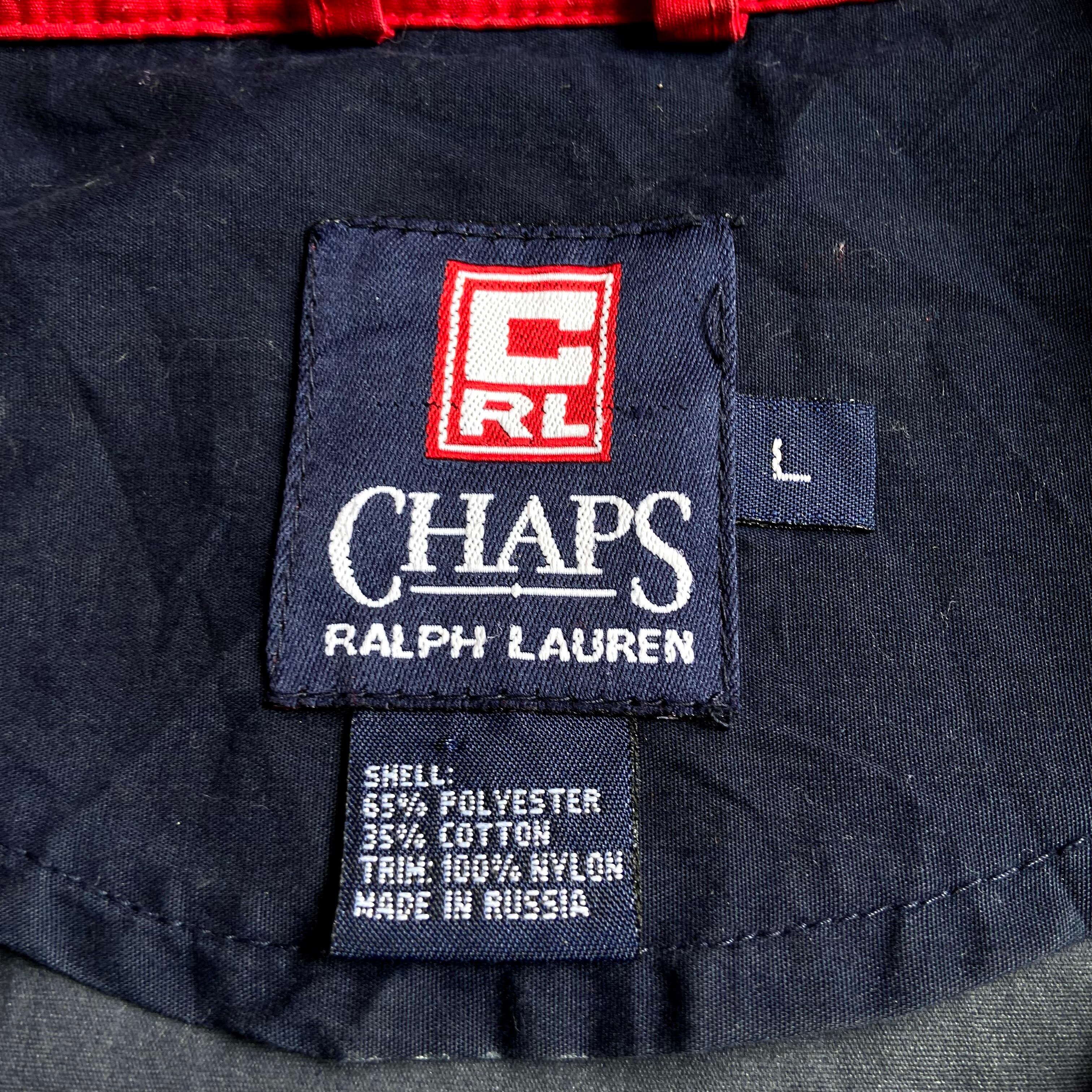 90年代 CHAPS Ralph Lauren チャップス ラルフローレン ワンポイントロゴ ラバーパッチ アノラックパーカー メンズXL相当 古着  90s ヴィンテージ ビンテージ ハーフジップ フード収納式 ネイビー レッド 紺色 赤色【ブルゾン・ジャケット】【SS2201-30】 | cave 