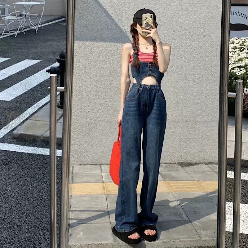 憧れ スタイルに トレンド デニム オーバーオール サロペット へそだし スタイルアップ 脚長効果 古着っぽ カジュアル ワイドパンツ メンズライク ストリート Lamitte Deco トレンド 韓国ファッション ショップ Base店 憧れ スタイルに トレンド デニム オーバーオール サロペット へそだし スタイルアップ 脚長効果 古着っぽ カジュアル ワイドパンツ メンズライク ストリート Lamitte Deco トレンド 韓国ファッション ショップ Base店