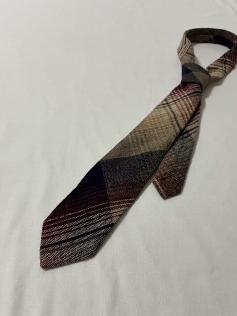 1970~80's Woven Check Pattern Wool Tie