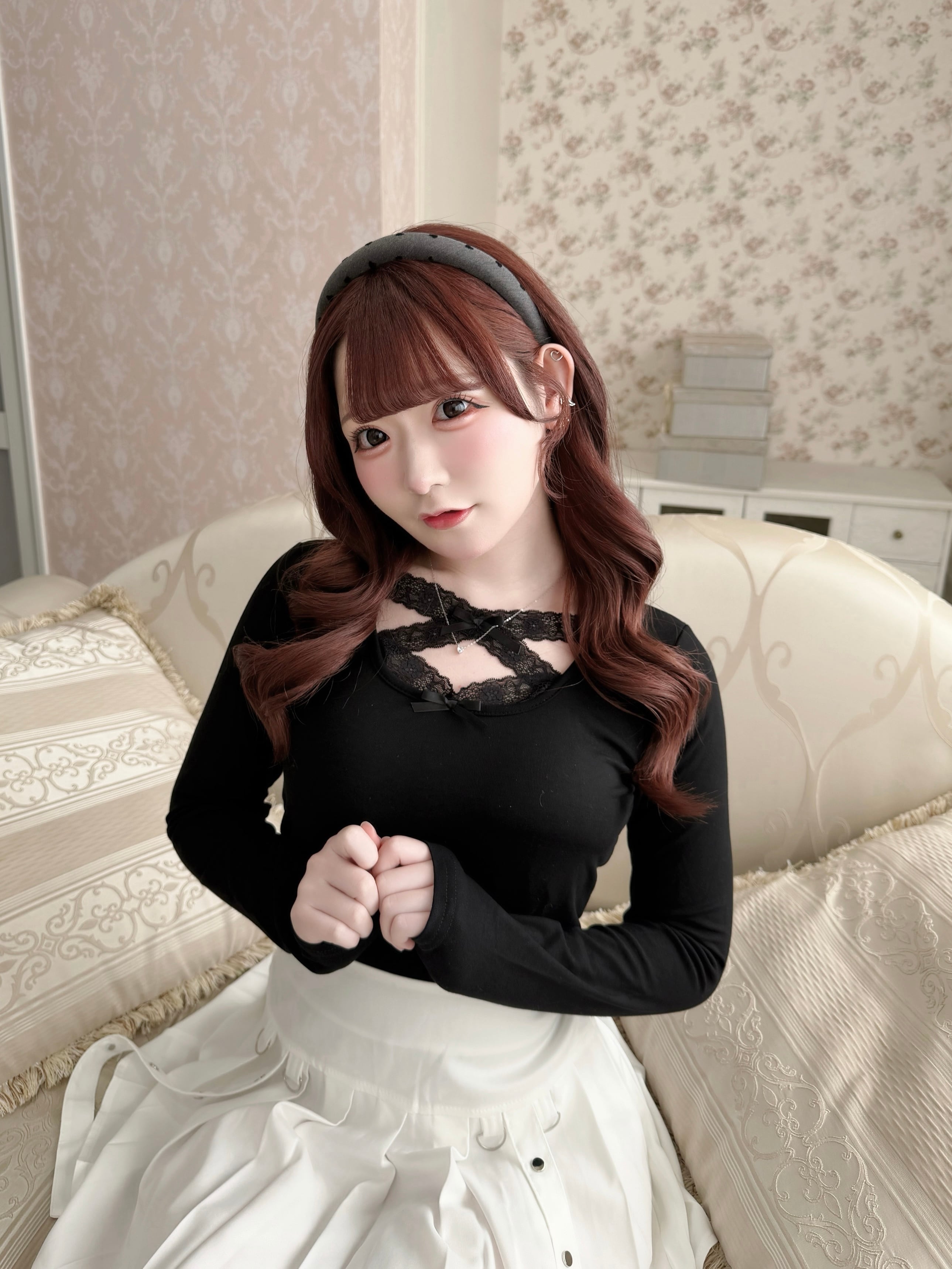 lace neck girly tops