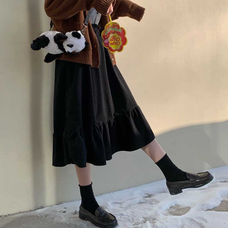 スカート ルーズストレッチウェストオータム エラスティック 伸縮 秋物 萌量不足65707778551