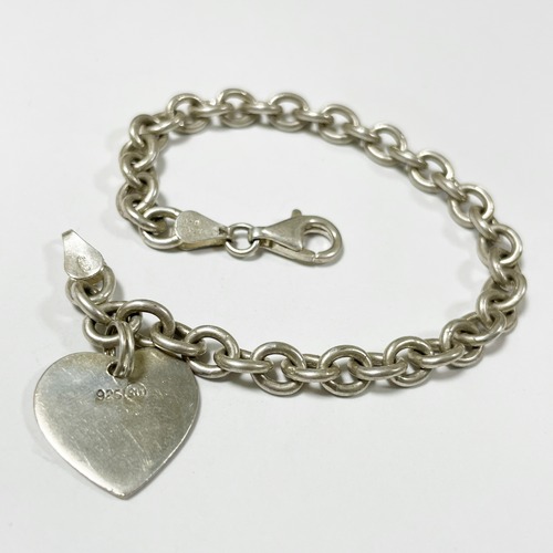 Vintage 925 Silver Chain Bracelet With ♡ Charm Made In Italy