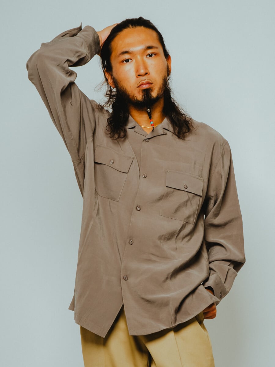 Rayon Mix Open Slit L/S Shirt - 102615250 | 【BIG MIKE / ビッグ