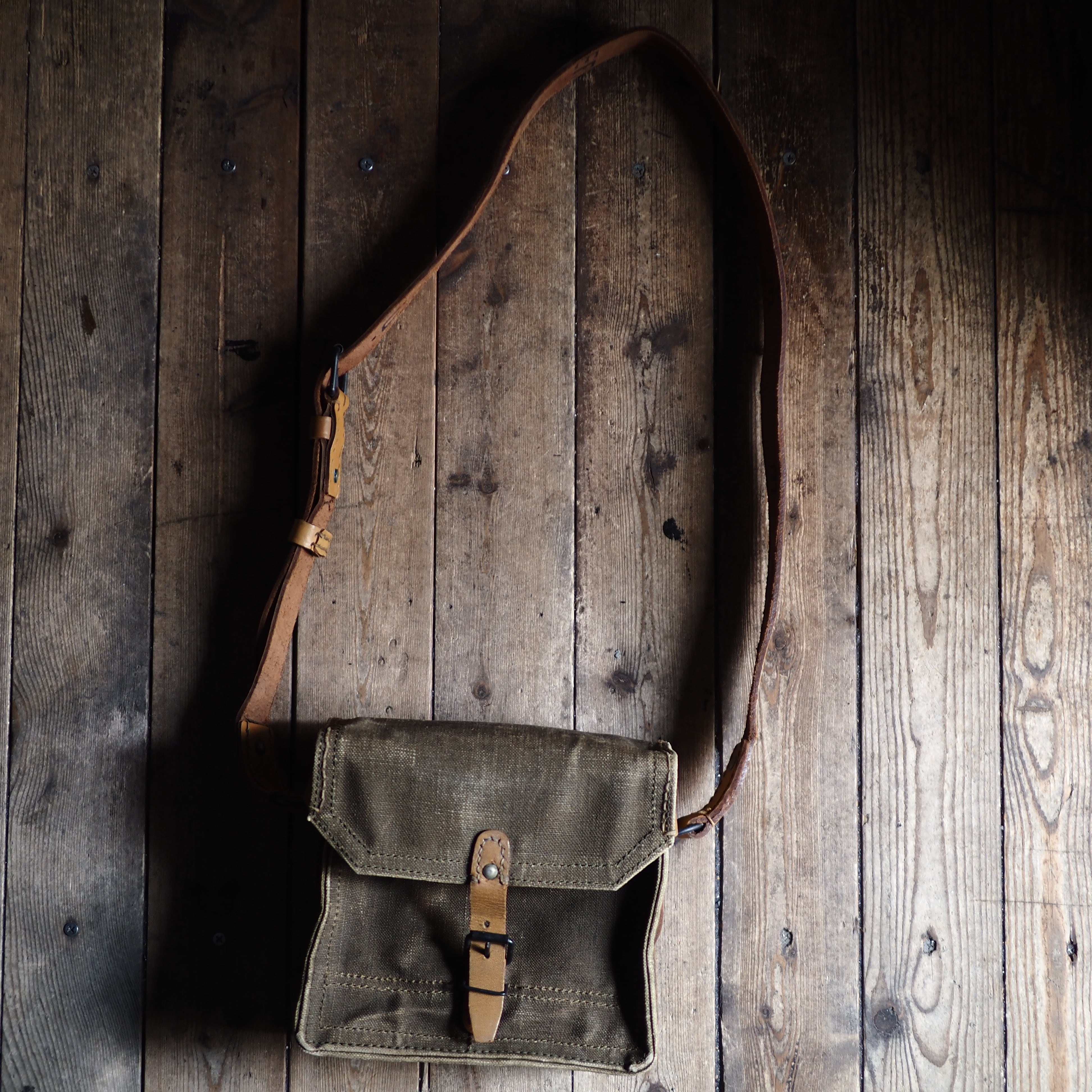 1950's-60's French Army Heavy Canvas × Leather Shoulder Bag