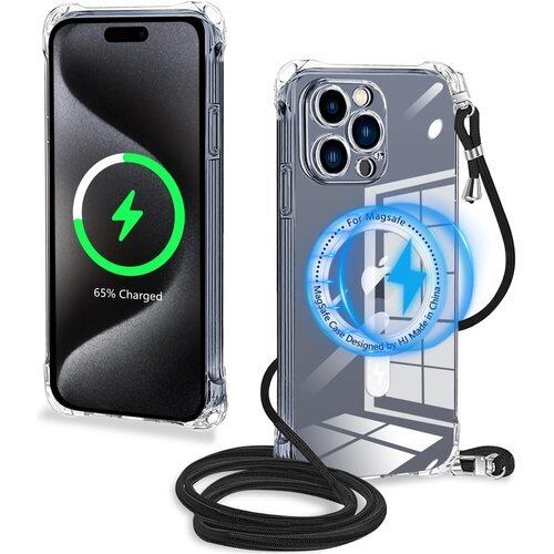 新品》 iPhone 15 Pro Max 用 ケース クリア MagSafe対応 ストラップ 