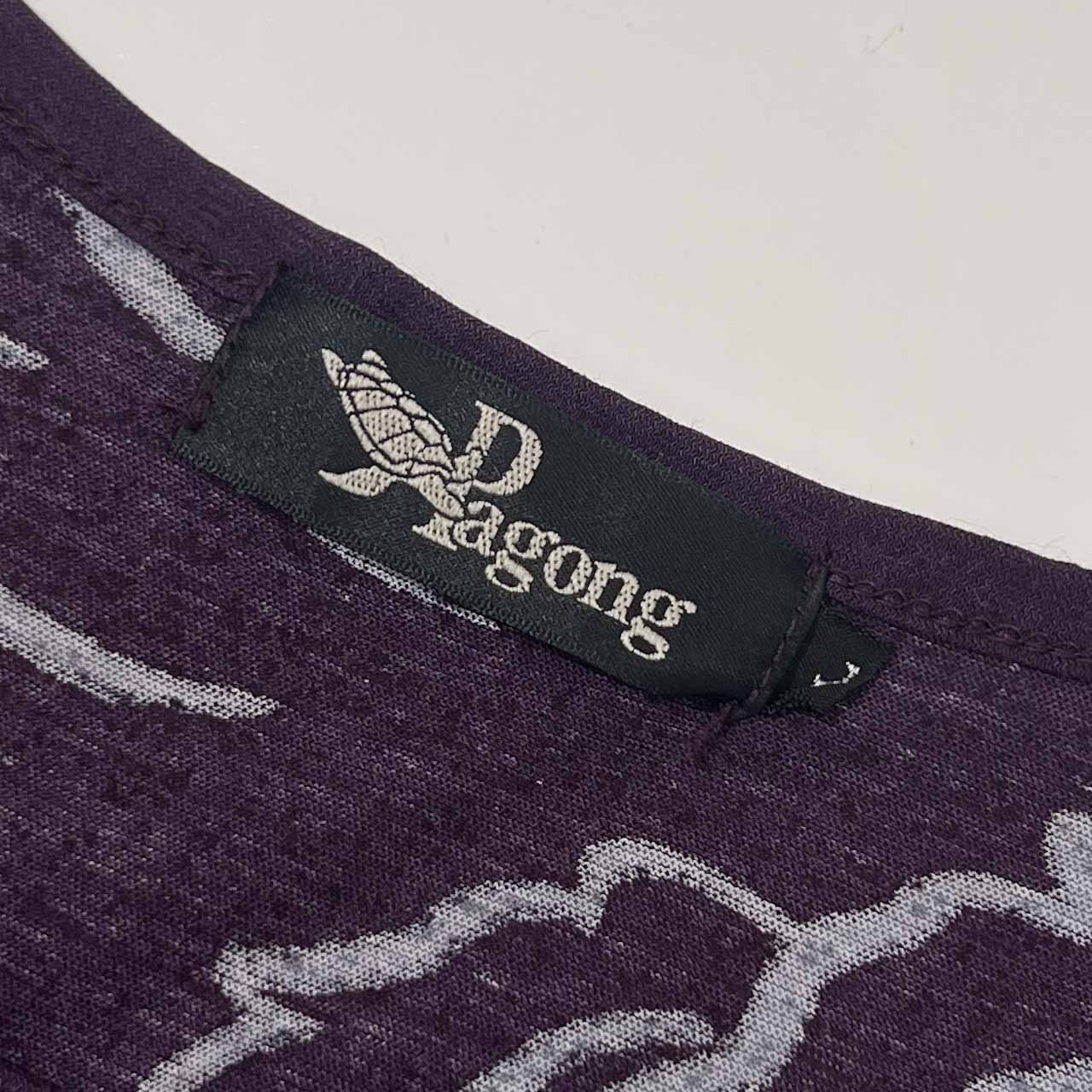 Pagong パゴン 和柄 ハーフボタン タンクトップ L/パープル レディース