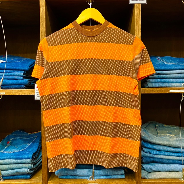 1970'S ORANGE×BROWN JACQUARD BORDER T-SHIRT