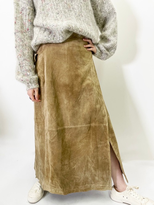 Vintage Suede Wrap Skirt