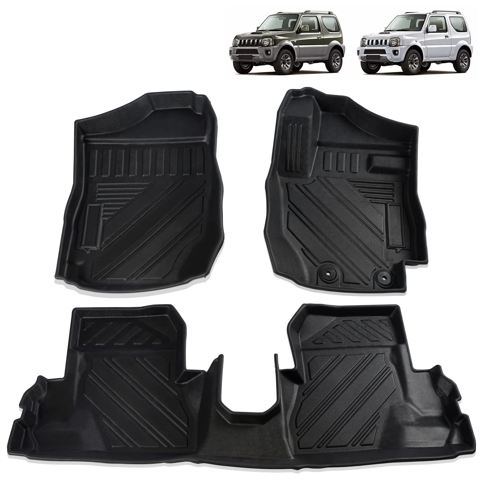 YESHMA 【改善品】フロアマット 新型ジムニー JB64型 JB74型 【AT車】 ラバーマット 3D 防水マット TPE材質 右ハンドル専用 消臭 抗菌 防水 滑り止め 耐汚れ 耐摩擦 内装パーツ 3Pセット ブラック