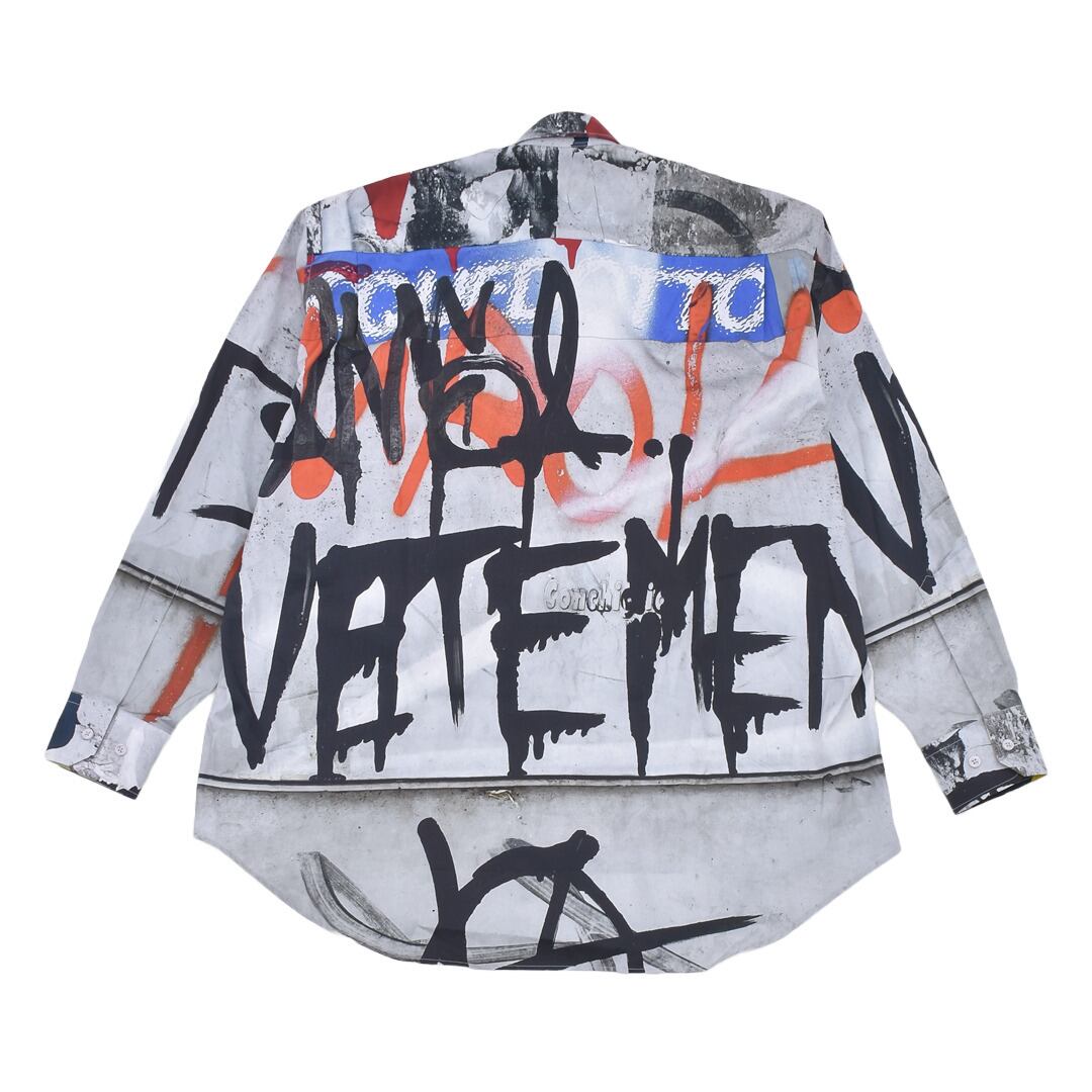VETEMENTS】VETEMENTS GRAFFITI SHIRT(GREY MULTI) | AYIN