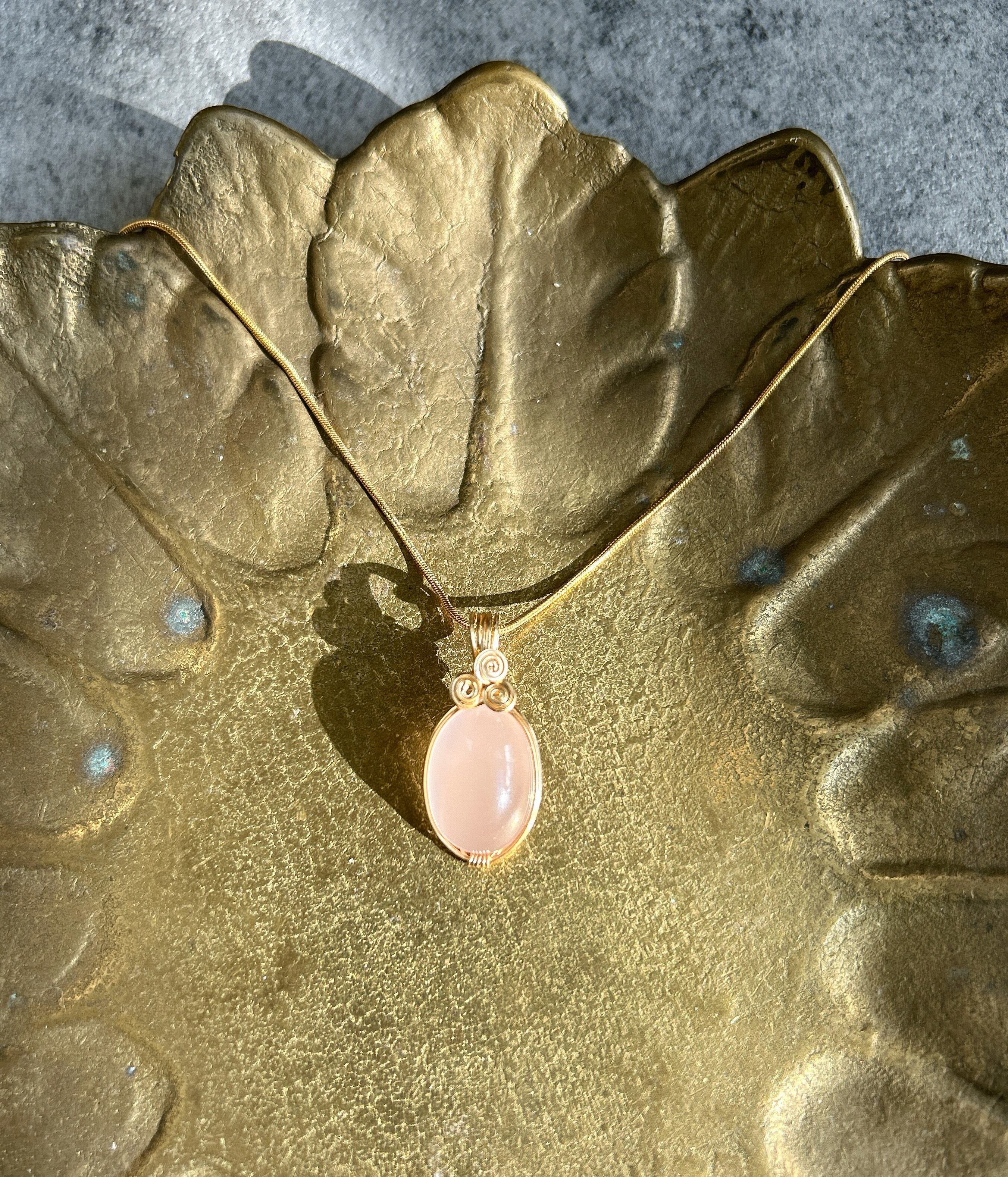 ローズクオーツペンダントトップ 14kgf