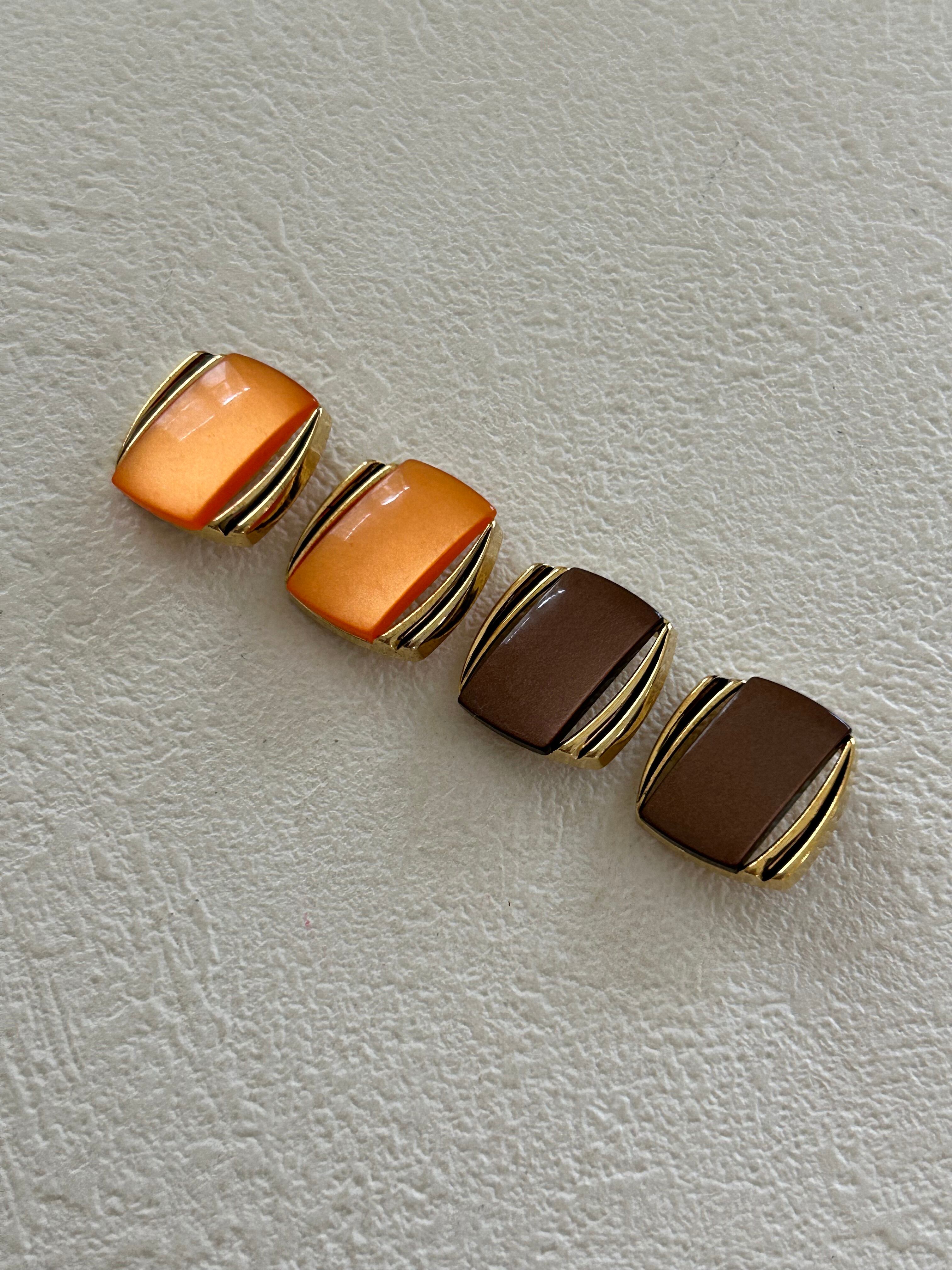 Japanese Vintageボタン レトロボタン カボション 15mm ブラウン/オレンジ ゴールド アクセサリーパーツ デコレーション材