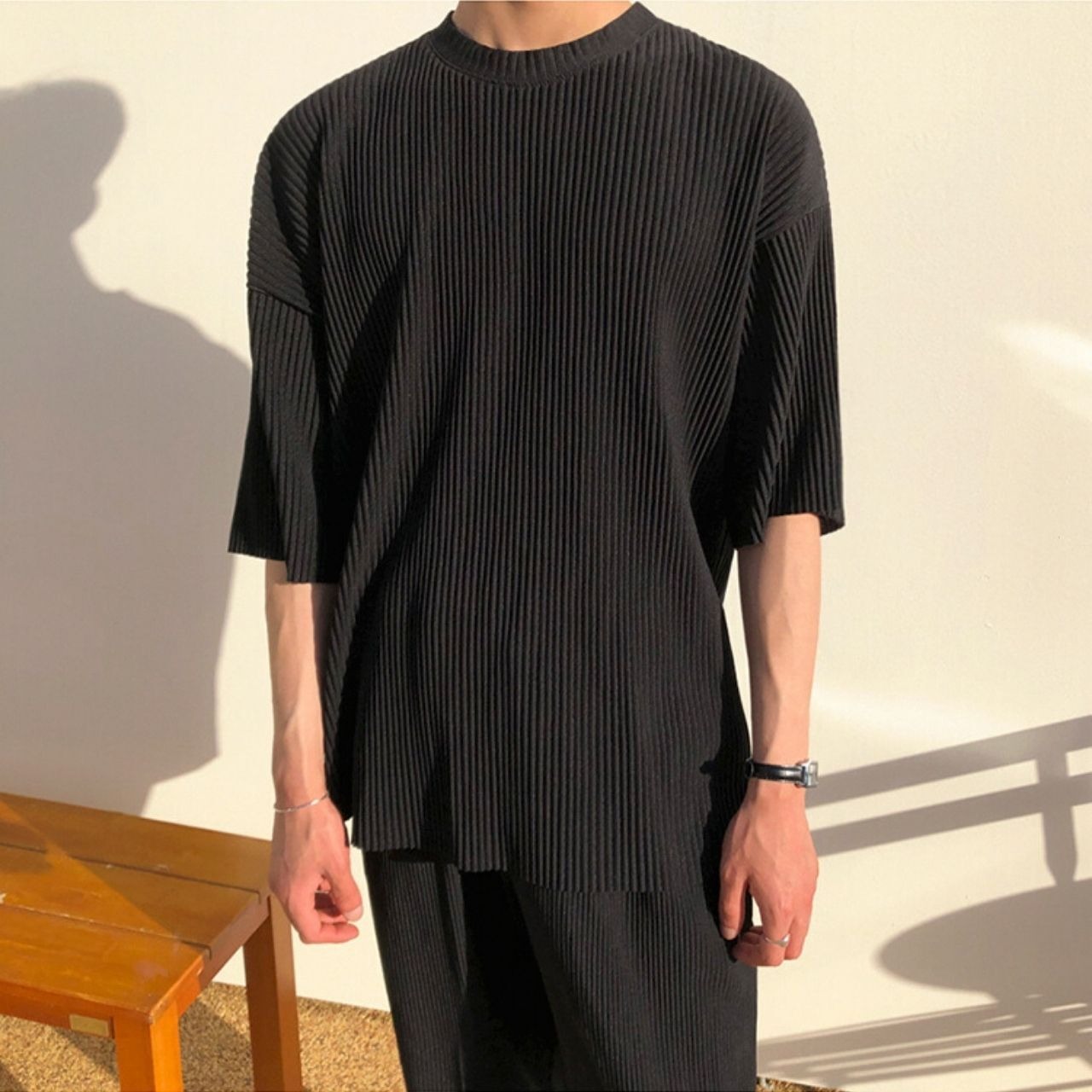 サマーリブブラックスーツTシャツ（別売りでセットアップのパンツあり）　MT0080454