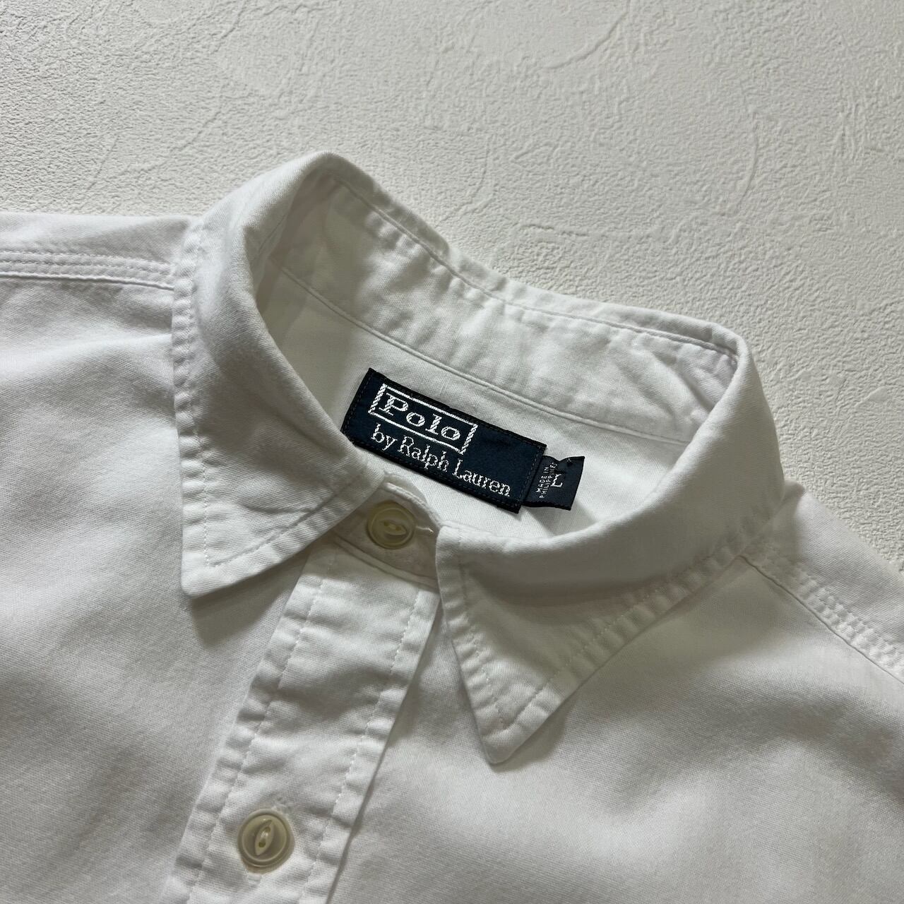 90s Ralph Lauren 無地 ガチャポケ エポレット 猫目ボタン 長袖シャツ