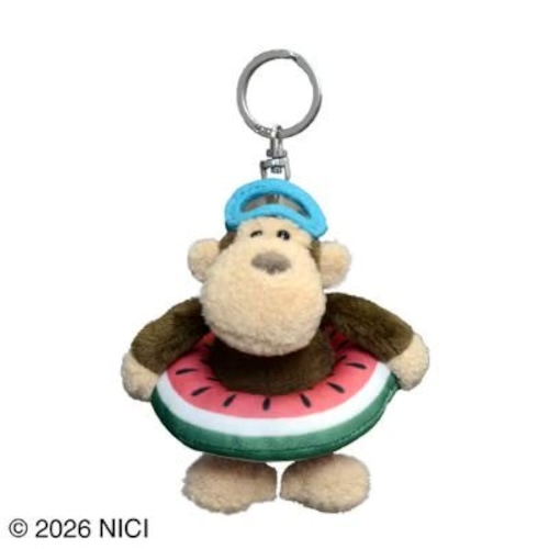 キーホルダー モンキー＋ウキワ ハチドリ＋ウキワ スイカ　１０ｃｍ／NICI（ニキ）