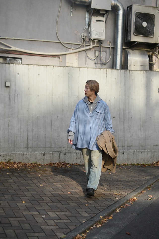 INDIVIDUALIZED SHIRTS / Ex Cotton Casemere pullover shirt (Blue graph check)