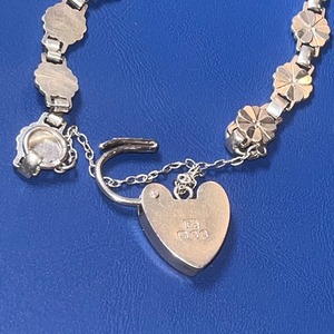 vintage engraved silver padlock bracelet