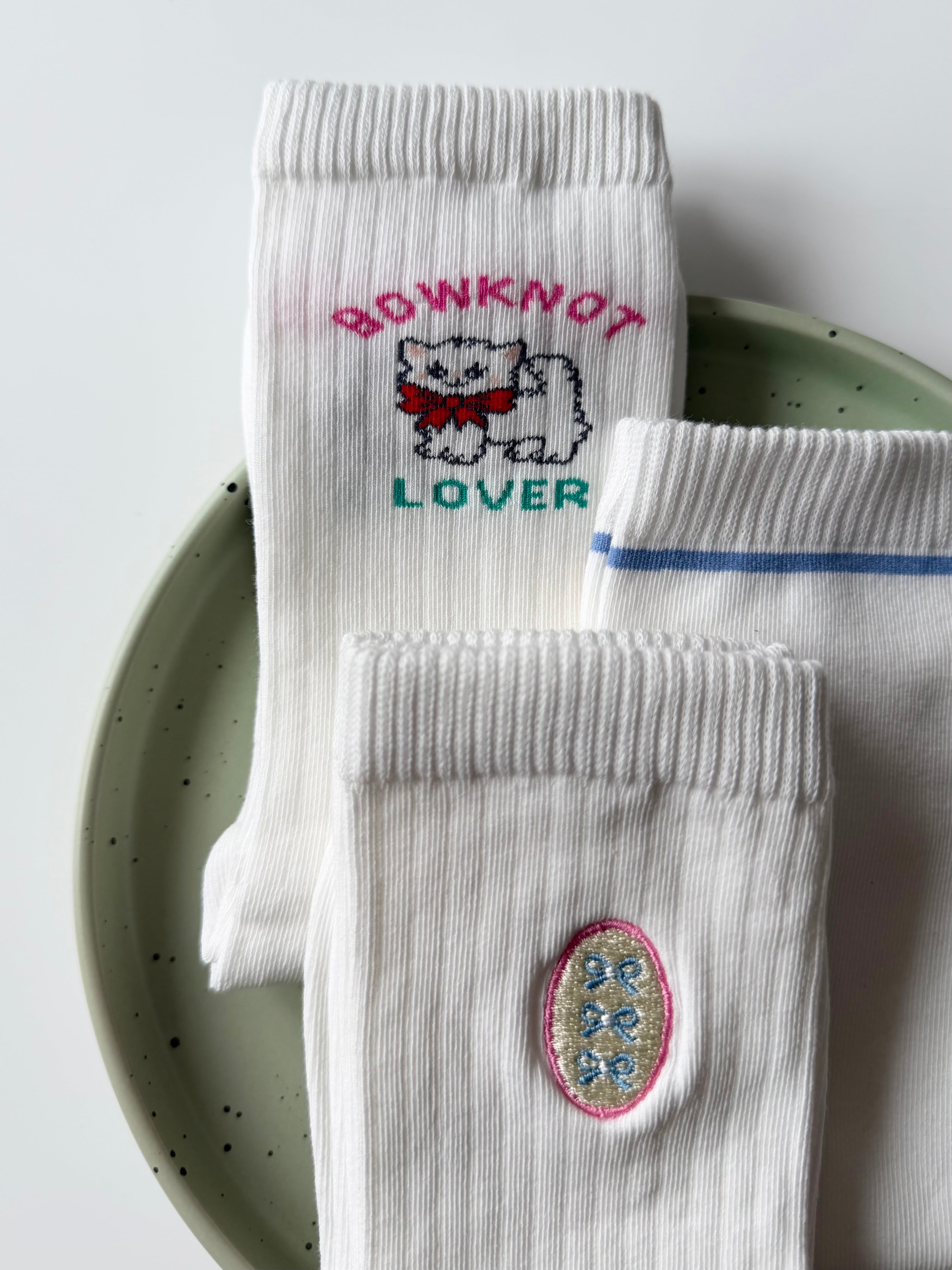 3set リボン&猫ちゃん socks（19〜23cm）4416