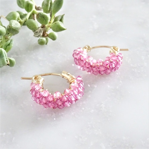 送料無料14kgf*Pink Topaz pavé earring / pierced earring